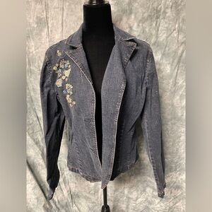 Casual Corners Womens Jean Jacket Embroided Pockets